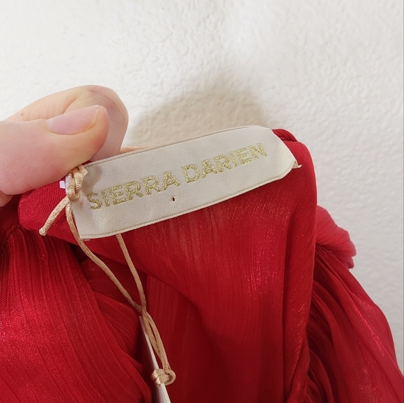 Sierra Darien Red Aminah Balloon Sleeve Ruch Ruffle Mini Dress Set S - Picture 8 of 8